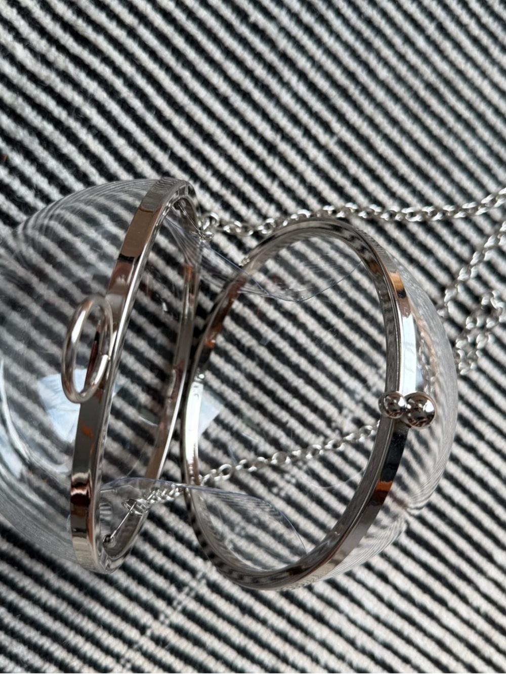 Clear Acrylic Orb Crossbody Purse with Silver Hardware